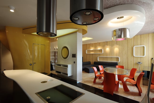 The Z.Island kitchen designed by Zaha Hadid is installed in a Moscow apartment