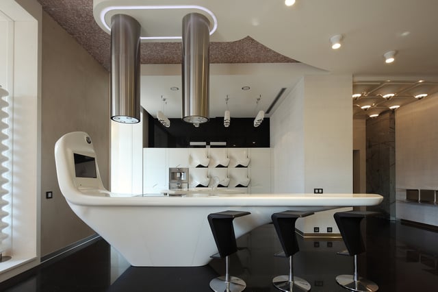 The Z.Island kitchen designed by Zaha Hadid is installed in a Moscow apartment